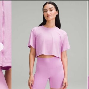 Lululemon All Yours Cropped T-Shirt Dahlia Mauve Size 8